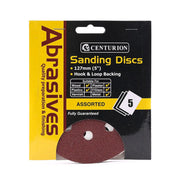 Centurion Abrasives Hook and Loop Circular Sanding Sheets, Assorted 125mm Diameter (Pack of 5)