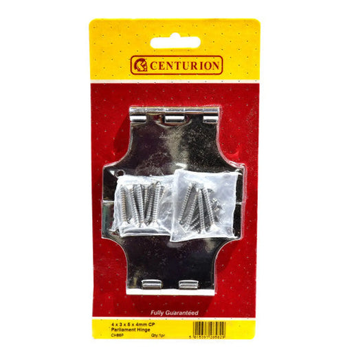 Centurion Solid Brass Parliament Hinges, Chrome Plated, 102mm x 76mm x 127mm - Pack of 3