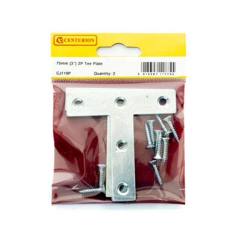 Centurion 75mm (3") ZP Tee Plate (Pack of 2) - Pack of 5