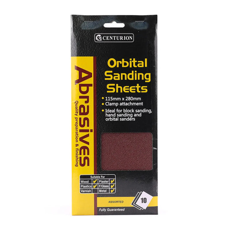 Centurion Abrasives Orbital Sanding Sheets, Assorted 115mm x 280mm (Pack of - Pack of 5