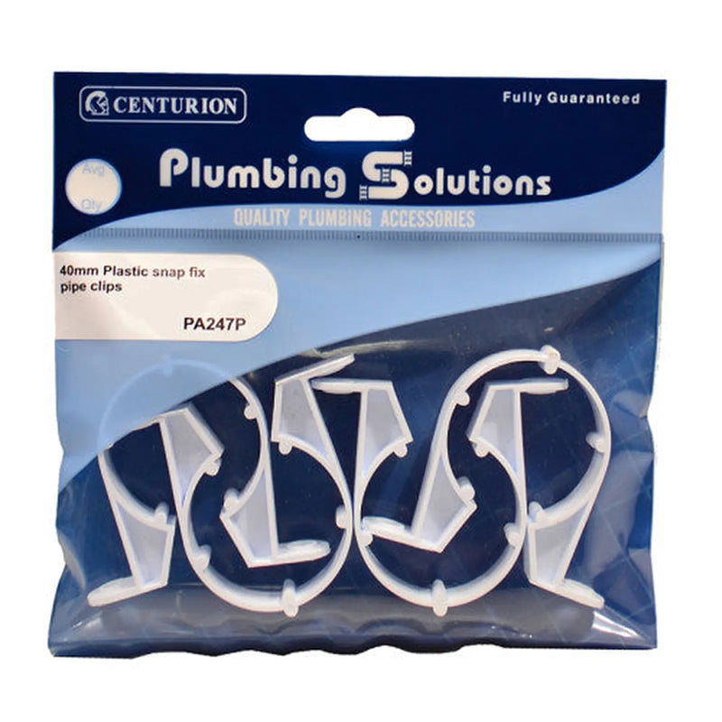 Centurion 40mm Waste Pipe Clips (Pack of 4) - Pack of 5