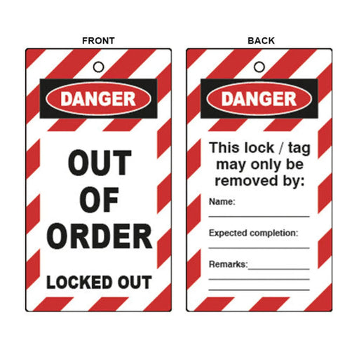 Centurion 'Out of Order' Lockout Tag (Double Sided, 10 Pack)