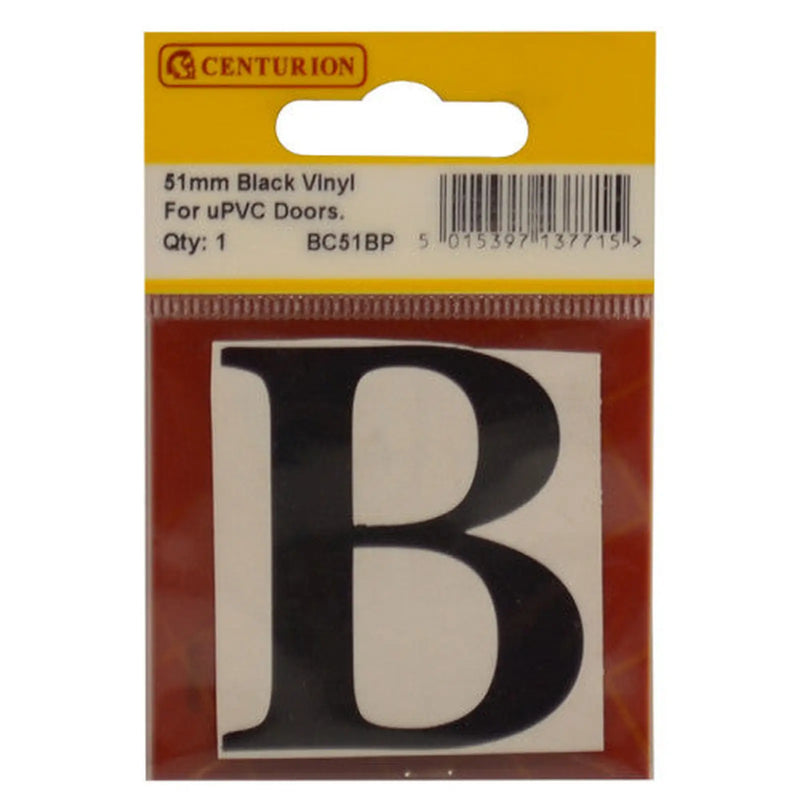 Centurion 51mm Black Traditional Oldstyle Font Vinyl Letter B - Pack of 5
