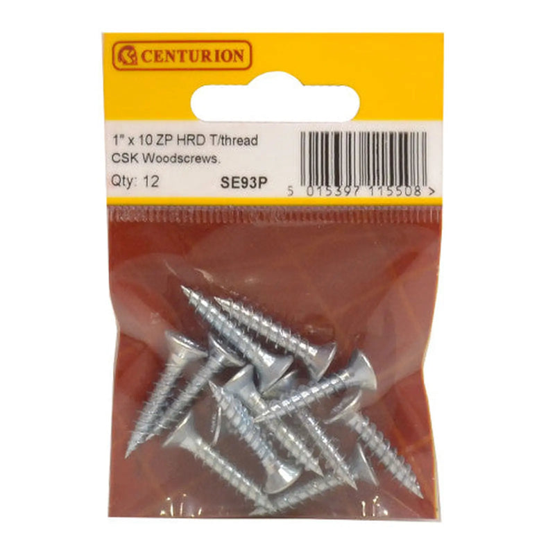 Centurion 1" x 10 ZP Cross Recessed Hardened Twin Thread Woodscrews with - Pack of 5