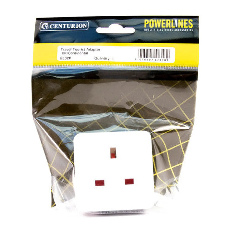Centurion Travel Tourist Adaptor - UK/Continental-EL32P - Pack of 5