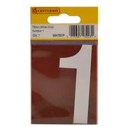 Centurion 75mm White Helvetica Bold Condensed Style Vinyl Number 1 - Pack of 10