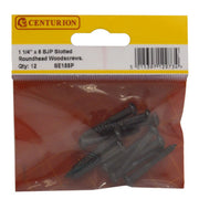 Centurion 1 1/4" x 8 Pozi Black Round Head Woodscrews (Pack of 12) - Pack of 5
