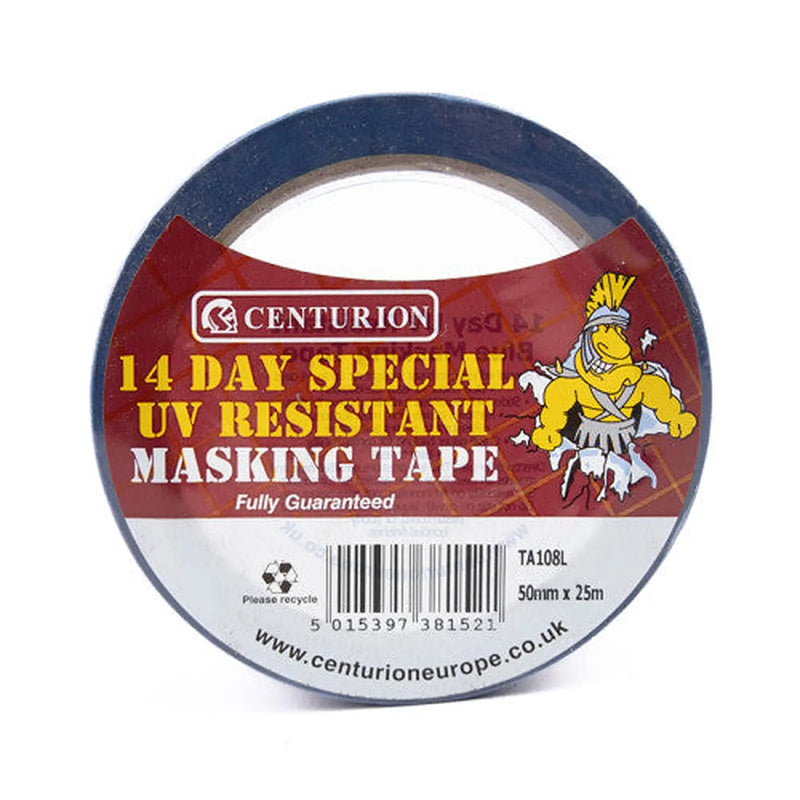 Centurion UV Resistant Medium Tack Masking Tape 50mm x 25m Roll - Pack of 6