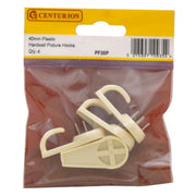 Centurion 40mm Plastic Hard Wall Picture Hooks (Pack of 4) - Pack of 5