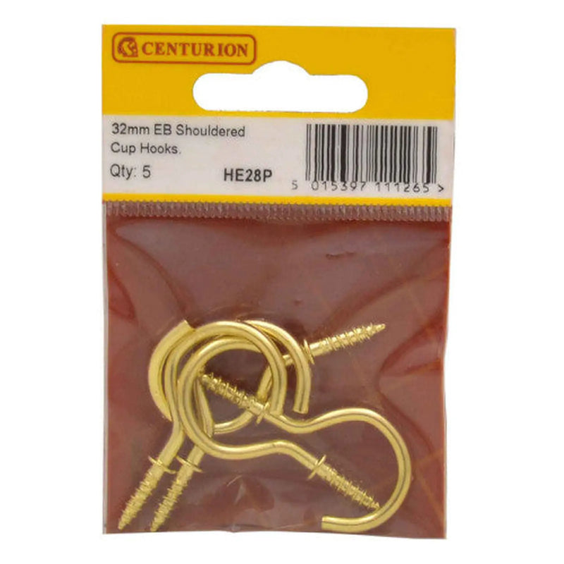 Centurion 32mm EB Shouldered Cup Hooks (Pack of 5)