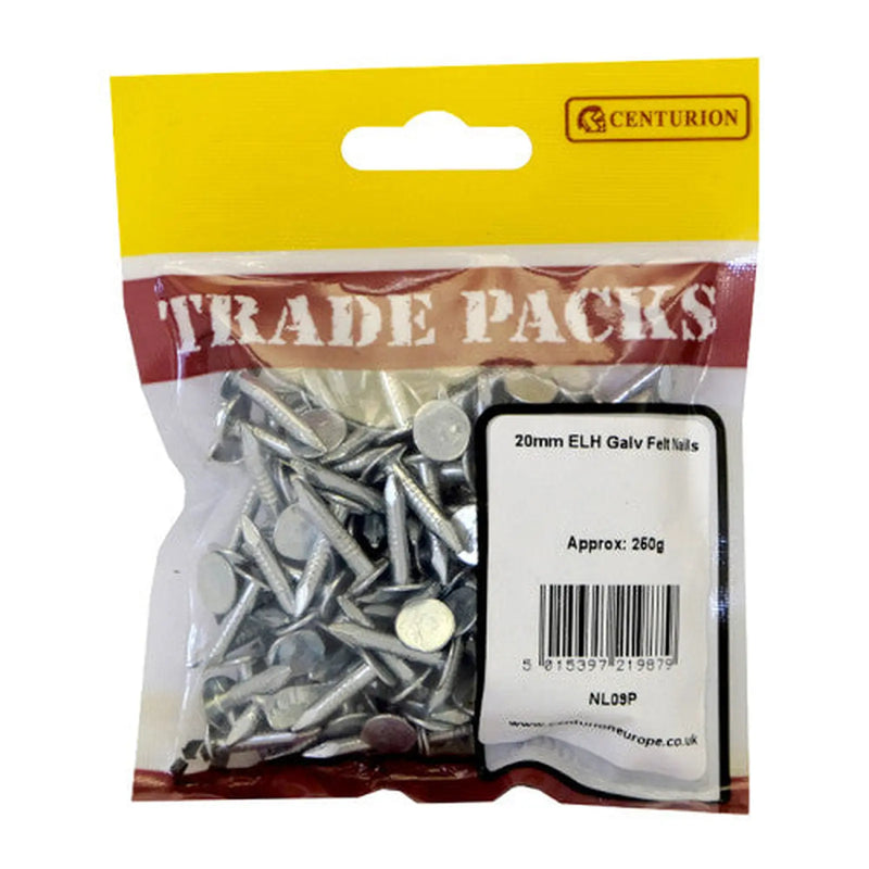 Centurion 20mm ELH Galv Felt Nails - Pack of 5