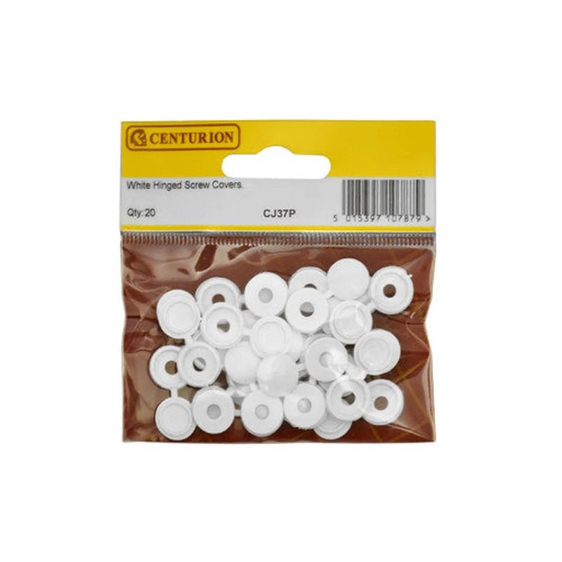 Centurion White Hinged Screw Covers (20 PK) - Pack of 5
