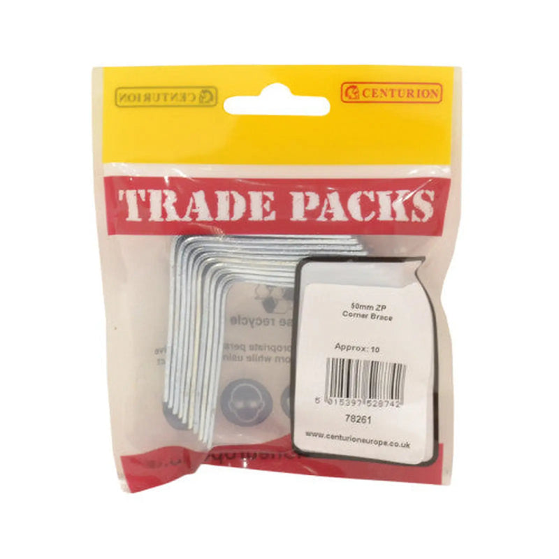 Centurion Corner Brace - Zinc Plated - 50mm - (10 PK) - Pack of 5