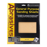 Centurion Abrasives Sandpaper Sheets, Medium 1/120 Grit - Pack of 5