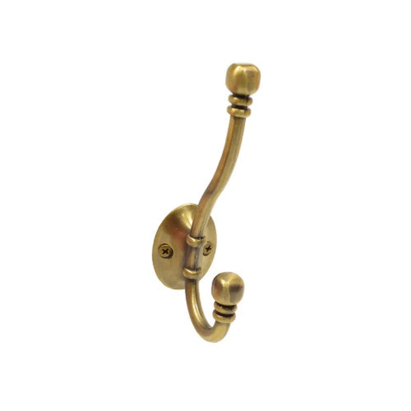 Centurion 130mm Premium Ball End Hat & Coat Hook - Antique Brass - Pack of 10