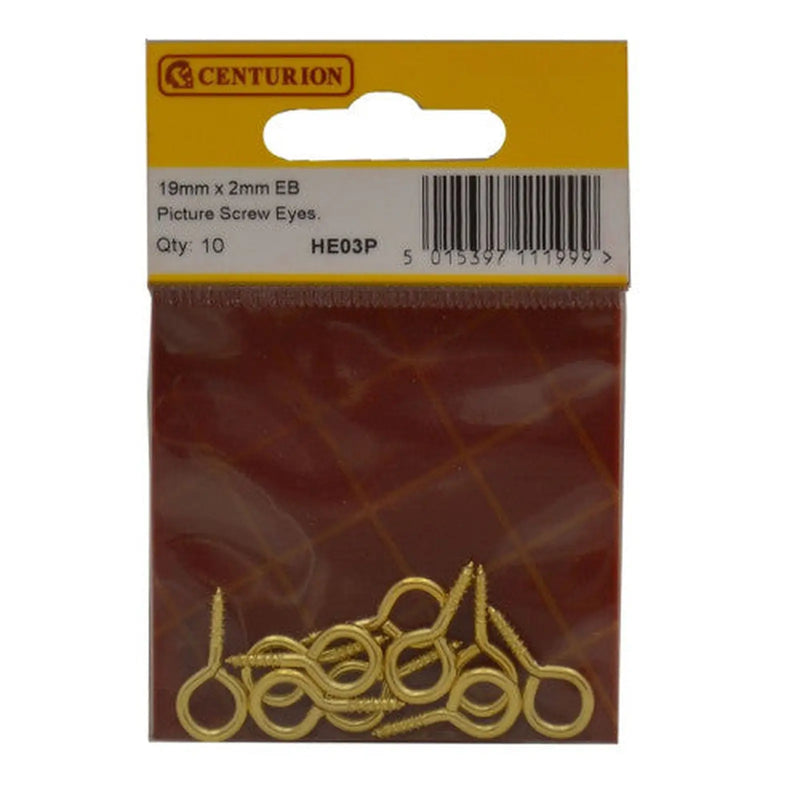 Centurion 19mm x 2mm EB Picture Screw Eyes (Pack of 10) - Pack of 5