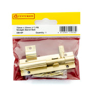 Centurion Straight Barrel Bolts, Polished Brass, 25mm x 75mm - Pack of 5