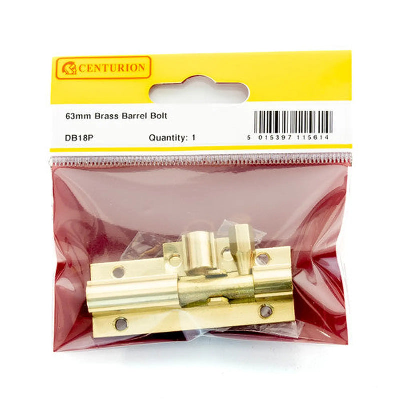 Centurion Straight Barrel Bolts, Polished Brass, 25mm x 63mm - Pack of 5