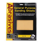 Centurion Abrasives Sandpaper Sheets, Fine 0/180 Grit - Pack of 5