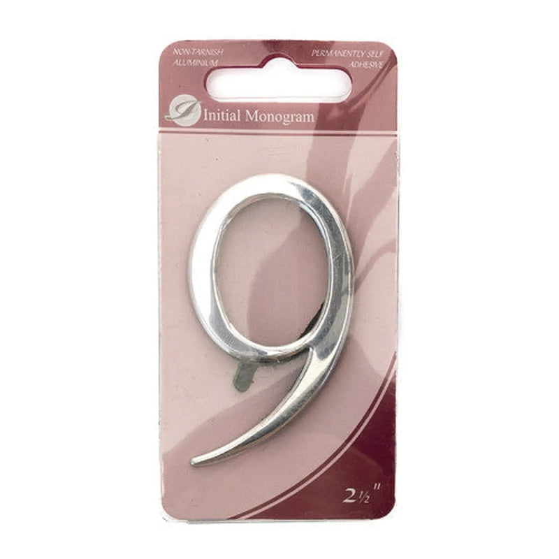 Centurion 2 1/2" Silver Effect Pullman Numeral 9 - Pack of 5