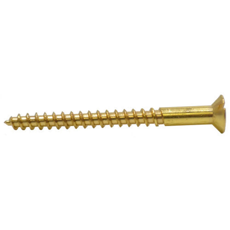 Centurion 2 1/2" x 12 Slotted Brass Woodscrew - Countersunk Head - (100)
