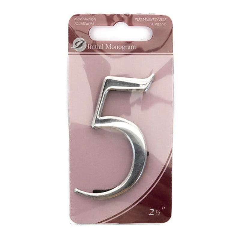 Centurion 2 1/2" Silver Effect Pullman Numeral 5 - Pack of 5
