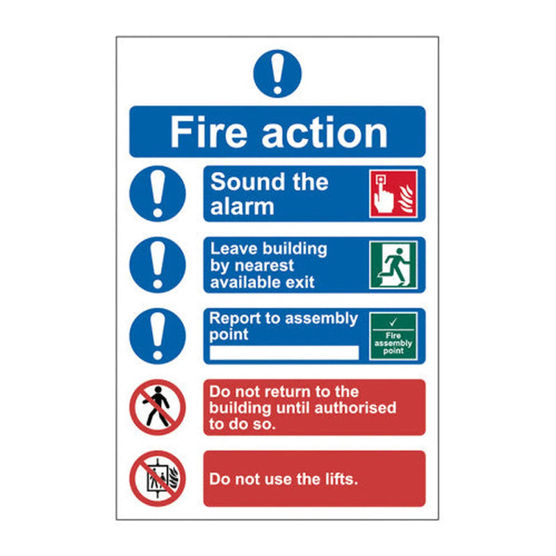 Centurion Fire action procedure - Self Adhesive PP (200 x 300mm) - Min Order 2