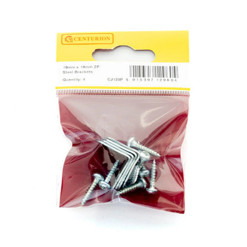 Centurion 19mm x 19mm ZP Steel Bracket (Pack of 4) - Pack of 5