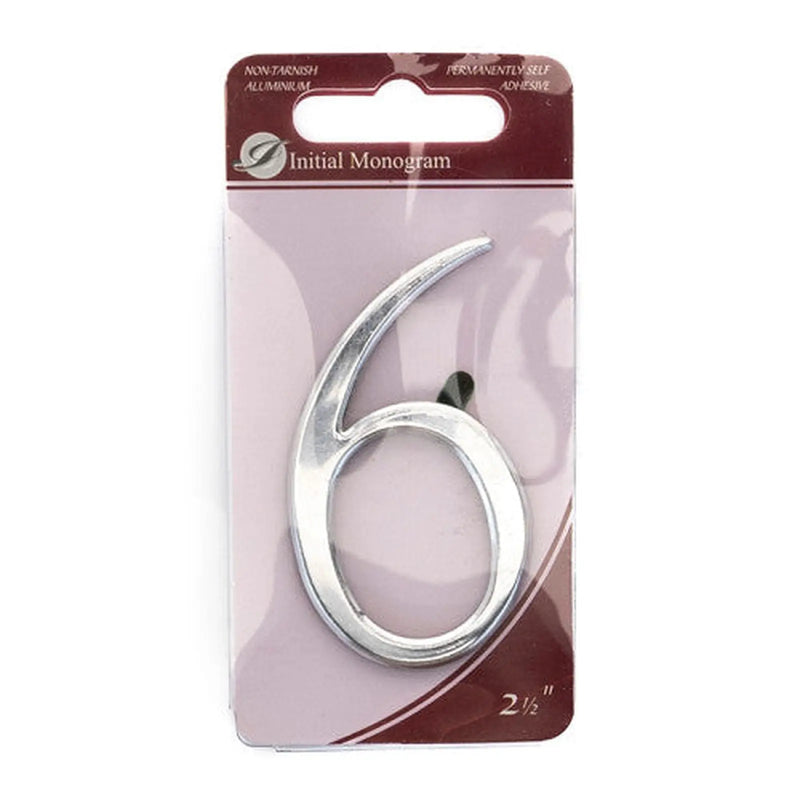 Centurion 2 1/2" Silver Effect Pullman Numeral 6 - Pack of 5