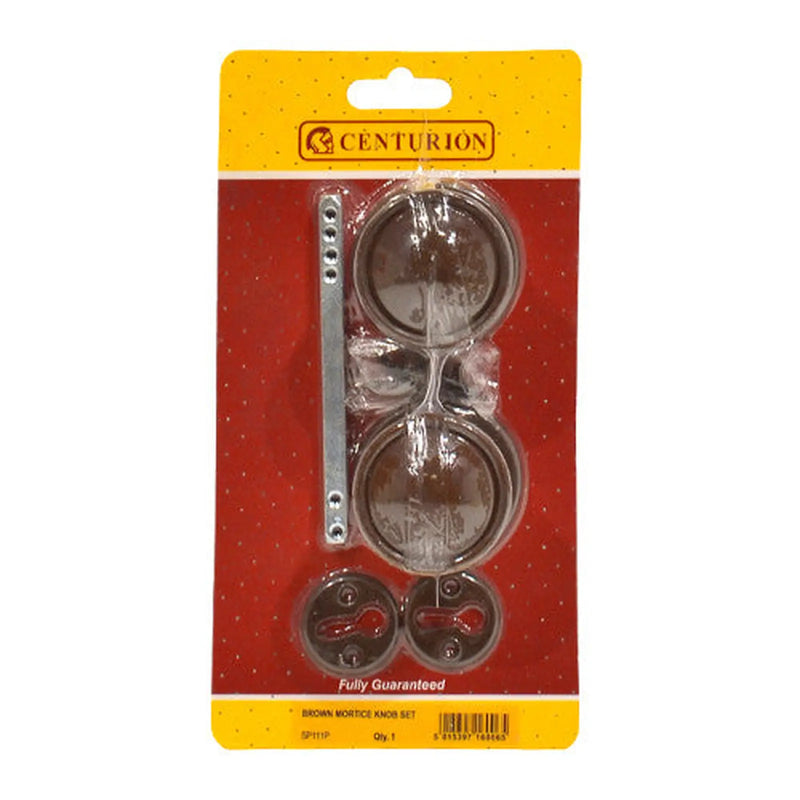 Centurion Plastic Rim Mortice Knob Set, Brown, 45mm Dia. - Pack of 5
