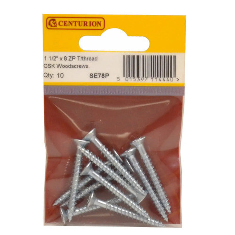 Centurion 1 1/2" x 8 ZP Cross Recessed Hardened Twin Thread Woodscrews with - Pack of 5