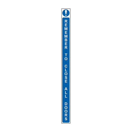 Centurion ‘Remember To Close All Doors’ Sign, Self-Adhesive Vinyl Door Strip (34mm x 450mm) - Min Order 2