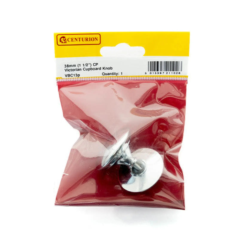 Centurion 38mm (1 1/2") CP Victorian Cupboard Knob - Pack of 5