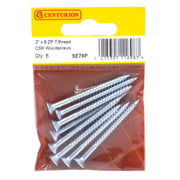 Centurion 2" x 8 ZP Cross Recessed Hardened Twin Thread Woodscrews with - Pack of 5