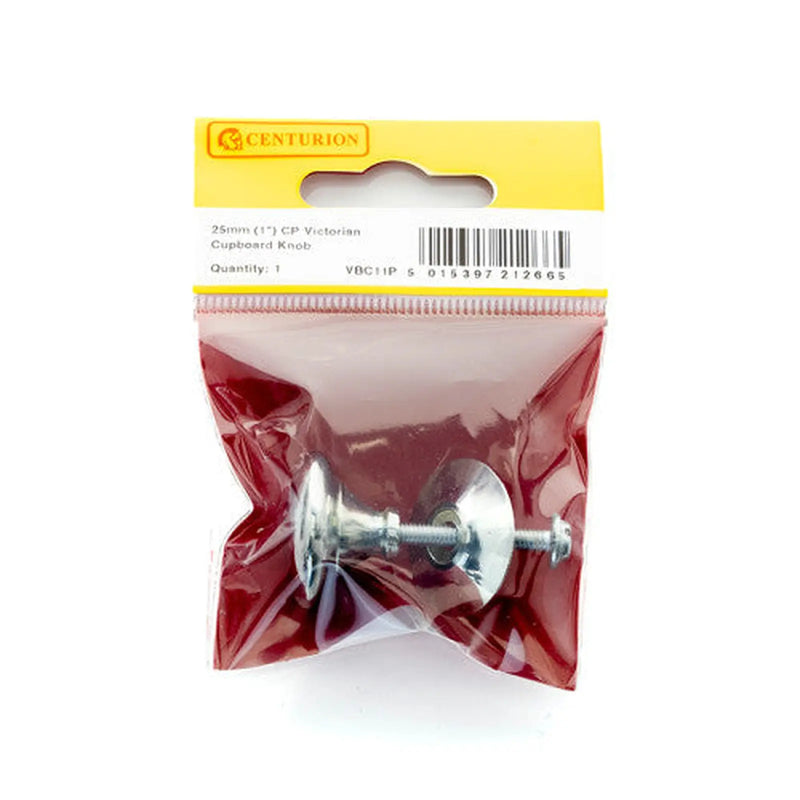 Centurion 25mm (1") CP Victorian Cupboard Knob - Pack of 5