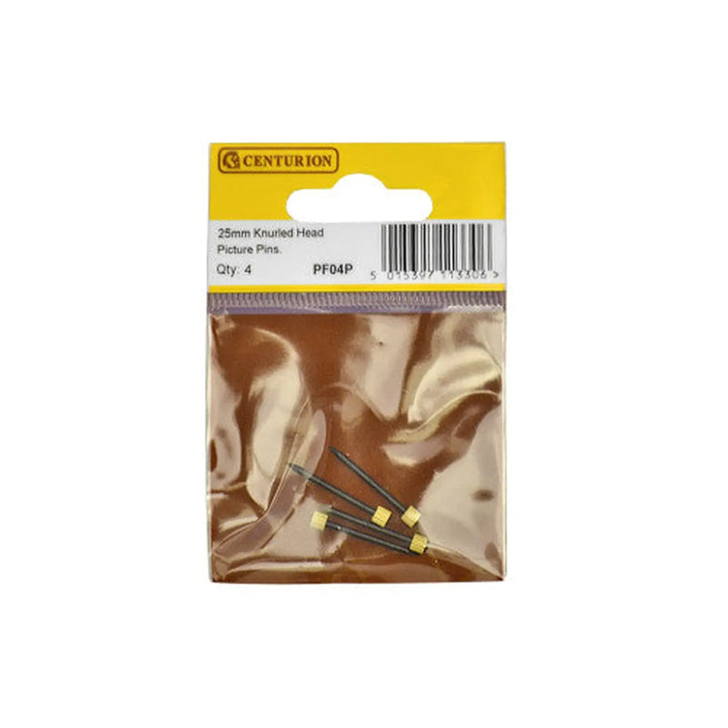 Centurion 25mm Knurled Head Picture Pins (Pack of 4) - Pack of 5