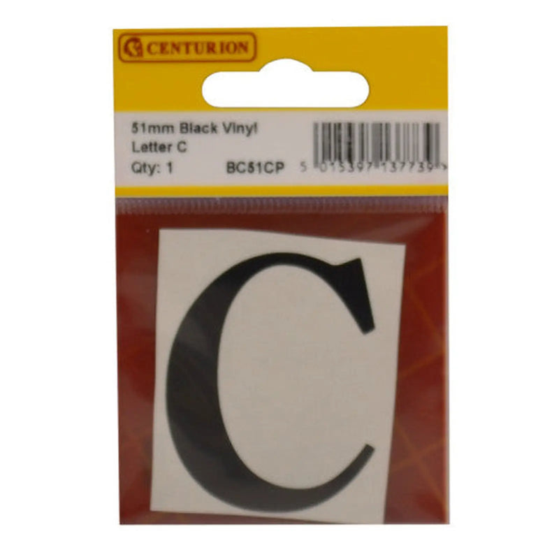 Centurion 51mm Black Traditional Oldstyle Font Vinyl Letter C - Pack of 5