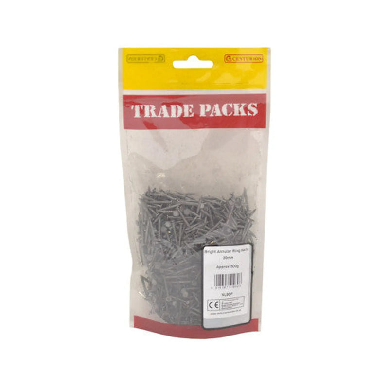 Centurion Bright Annular Ring Nails - Steel - 20mm - (500g Pack) - Pack of 5