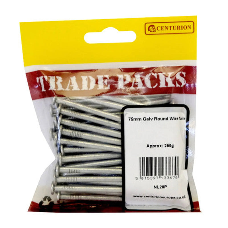 Centurion 75mm Galv Round Wire Nails - Pack of 5