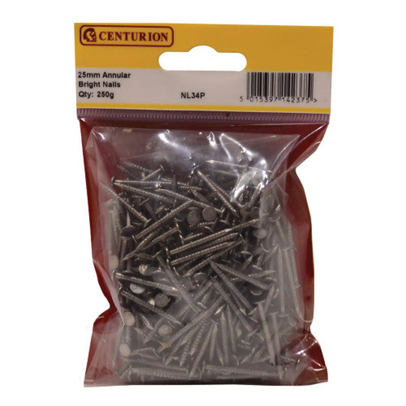 Centurion 25mm Bright Annular Ring Nails - Pack of 5