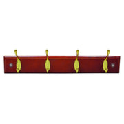 Centurion 4 Hook Standard Rail - Brass Hooks - Mahogany Board - Pack of 5