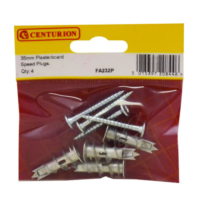 Centurion 35mm Metal Plasterboard Speed Plugs (Pack of 4) - Pack of 5
