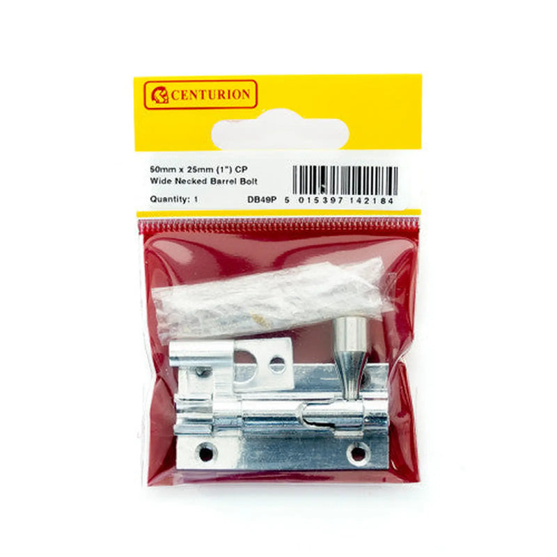 Centurion 50mm x 25mm (1") CP Wide Necked Barrel Bolt - Pack of 5