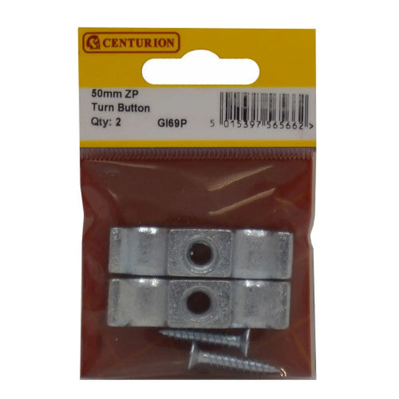 Centurion Steel Turn Buttons, Zinc Plated, 50mm - Pack of 5