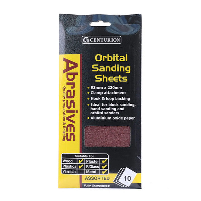 Centurion Abrasives Hook and Loop Orbital Sanding Sheets, Assorted 115mm x - Pack of 5