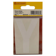 Centurion 75mm White Helvetica Bold Condensed Style Vinyl Letter Y - Pack of 10