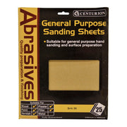 Centurion Abrasives Sandpaper Sheets, Extra Coarse 3 / 36 Grit - Pack of 5