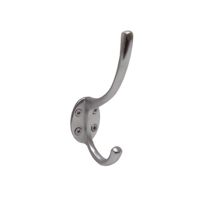Centurion 125mm Solid Brass Hat & Coat Hook - Satin Chrome - Pack of 10