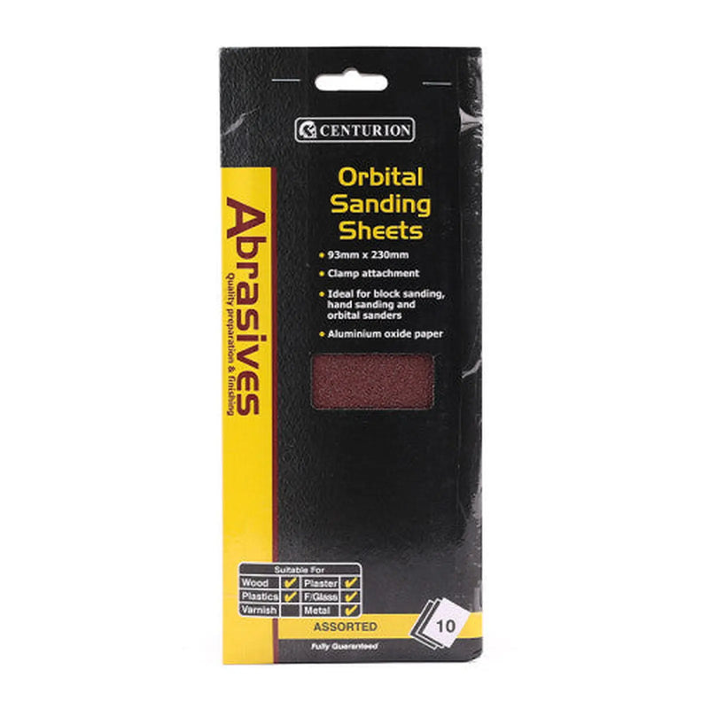 Centurion Abrasives Orbital Sanding Sheets, Assorted 93mm x 230mm (Pack of 10) - Pack of 5