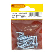 Centurion 3/4" x 8 ZP Cross Recessed Hardened Twin Thread Woodscrews with - Pack of 5